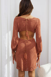 Out Of Office Long Sleeve Cut-Out Knit Mini Dress Chocolate